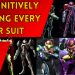 Video thumbnail: bold red banner reads 'REDEFINITIVELY RANKING EVERY POWER SUIT' over a collage of armored suit characters and the Omega Metroid Podcast logo bottom-left.