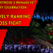 Thumbnail for Omega Metroid Podcast: red banners with bold yellow titles announcing a 10th anniversary, overlaying a pixel-art Metroid boss fight scene.