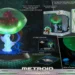 9-inch Metroid PVC statue with LED glow, glowing green base and hex-pattern pedestal, numbered edition base likely.
